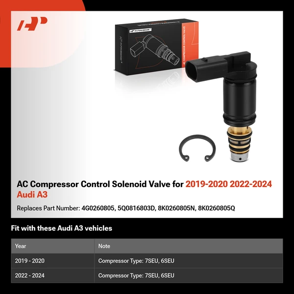 AC Compressor Control Solenoid Valve for 2019-2020 2022-2024 Audi A3
