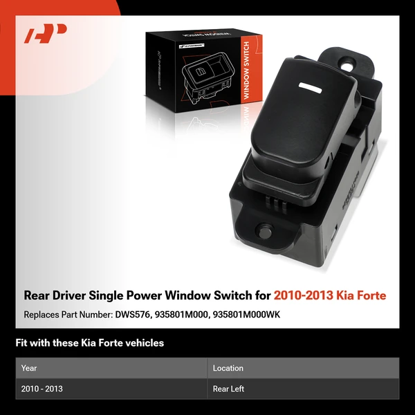 Rear Driver Single Power Window Switch for 2010-2013 Kia Forte