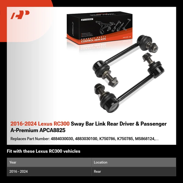 2016-2024 Lexus RC300 Sway Bar Link Rear Driver & Passenger A-Premium APCA8825