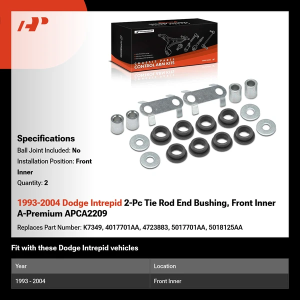 1993-2004 Dodge Intrepid 2-Pc Tie Rod End Bushing, Front Inner A-Premium APCA2209