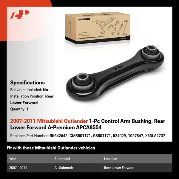 2007-2011 Mitsubishi Outlander 1-Pc Control Arm Bushing, Rear Lower Forward A-Premium APCA8554