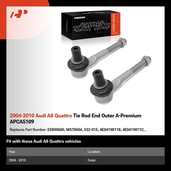 2004-2010 Audi A8 Quattro Tie Rod End Outer A-Premium APCA5109