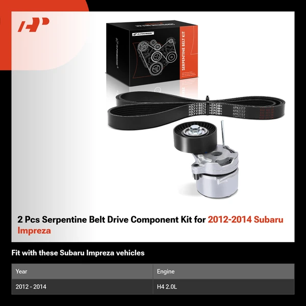 2 Pcs Serpentine Belt Drive Component Kit for 2012-2014 Subaru Impreza