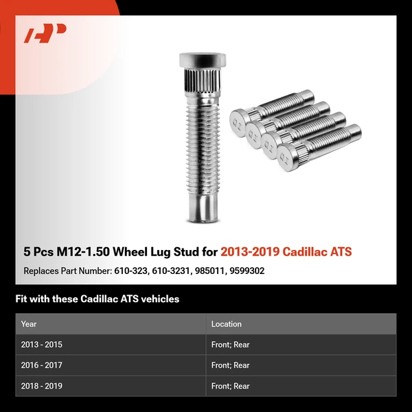 5 Pcs M12-1.50 Wheel Lug Stud for 2013-2019 Cadillac ATS