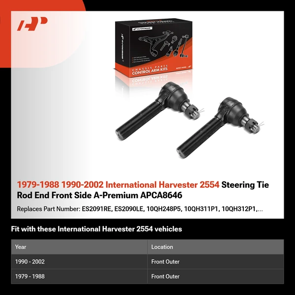 1979-1988 1990-2002 International Harvester 2554 Steering Tie Rod End Front Side A-Premium APCA8646