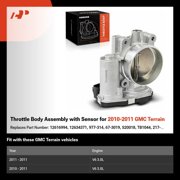 Throttle Body Assembly with Sensor for 2010-2011 GMC Terrain