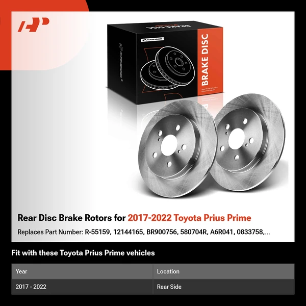 Rear Disc Brake Rotors for 2017-2022 Toyota Prius Prime