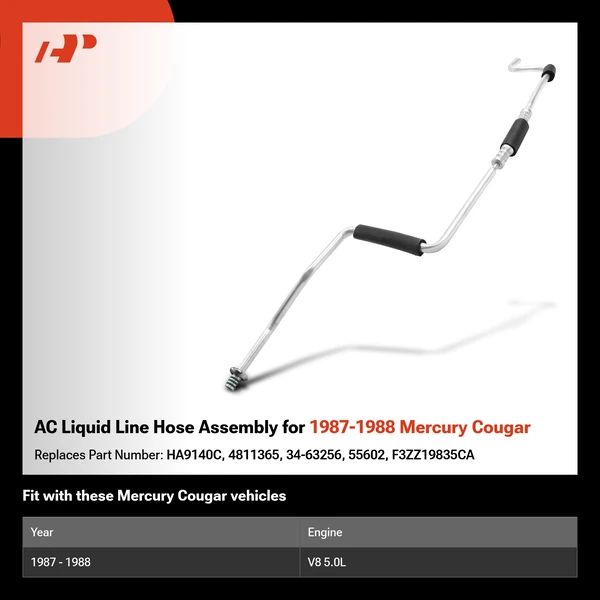 AC Liquid Line Hose Assembly for 1987-1988 Mercury Cougar