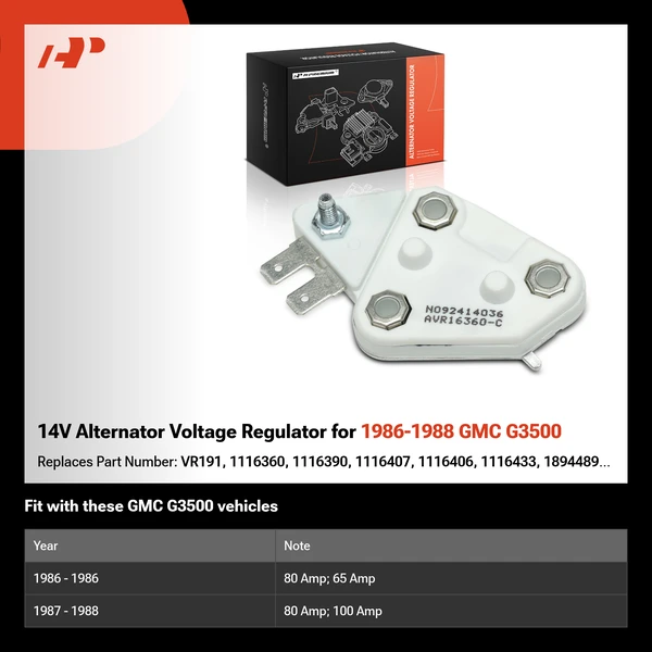 14V Alternator Voltage Regulator for 1986-1988 GMC G3500