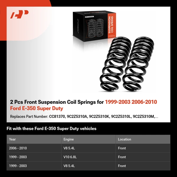 2 Pcs Front Suspension Coil Springs for 1999-2003 2006-2010 Ford E-350 Super Duty