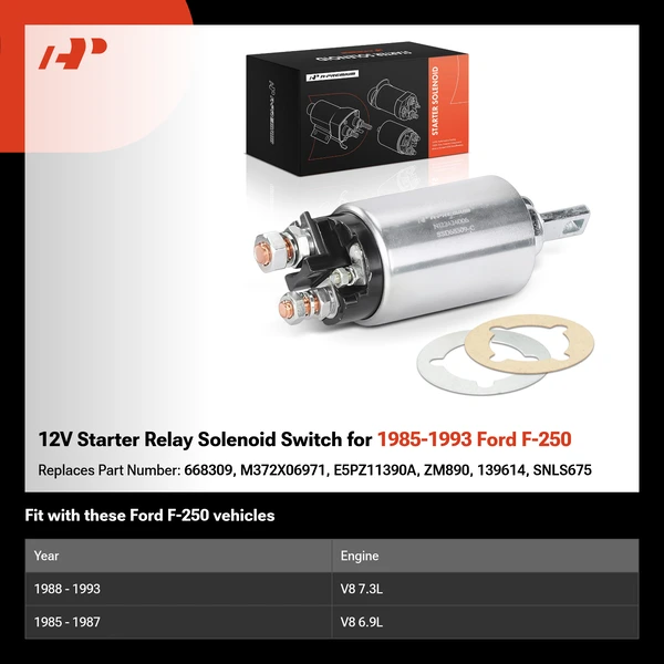 12V Starter Relay Solenoid Switch for 1985-1993 Ford F-250