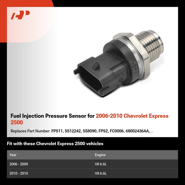 Fuel Injection Pressure Sensor for 2006-2010 Chevrolet Express 2500