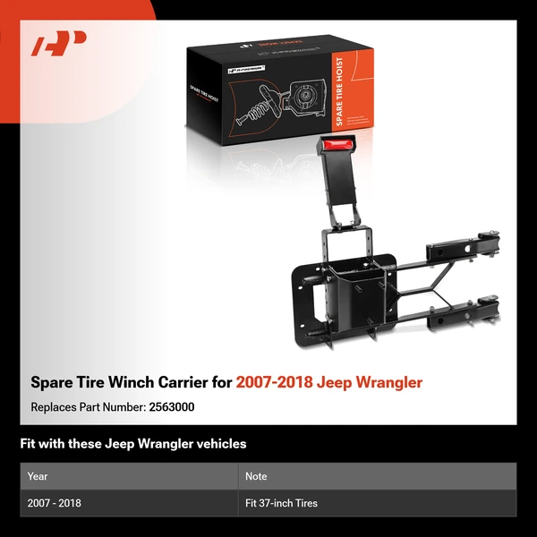 Spare Tire Winch Carrier for 2007-2018 Jeep Wrangler