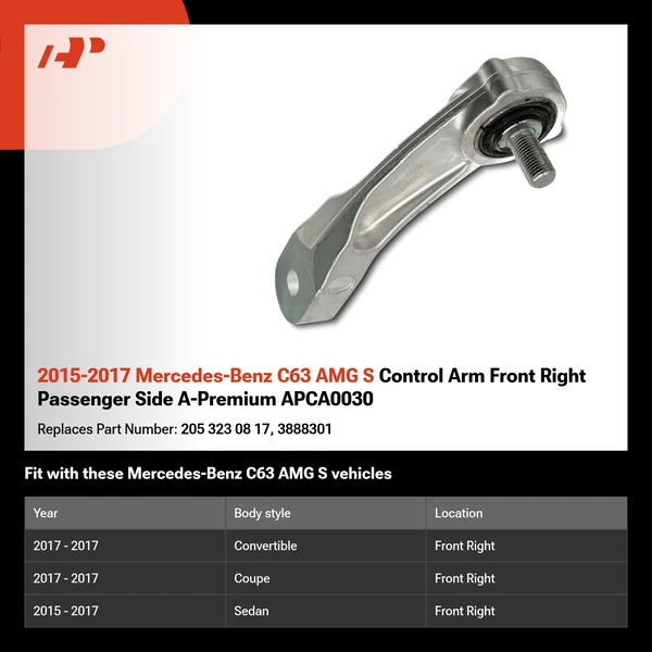 2015-2017 Mercedes-Benz C63 AMG S Control Arm Front Right Passenger Side A-Premium APCA0030