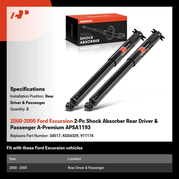 2000-2005 Ford Excursion 2-Pc Shock Absorber Rear Driver & Passenger A-Premium APSA1193