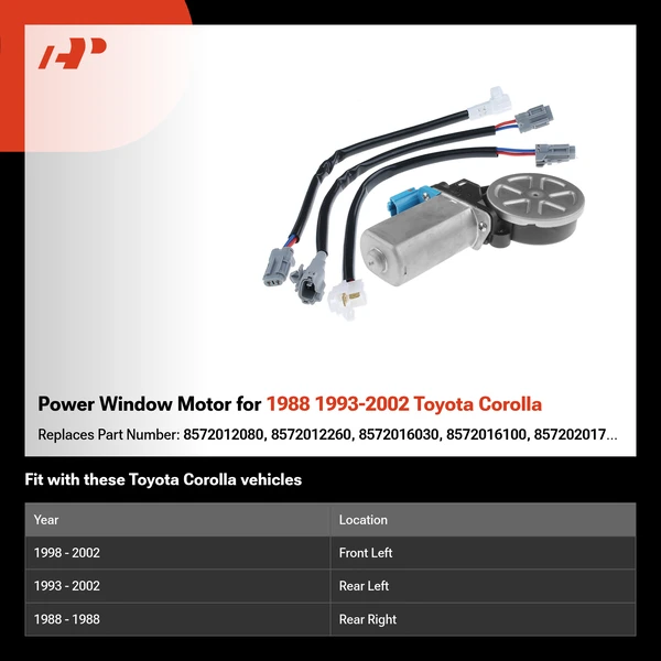 Power Window Motor for 1988 1993-2002 Toyota Corolla