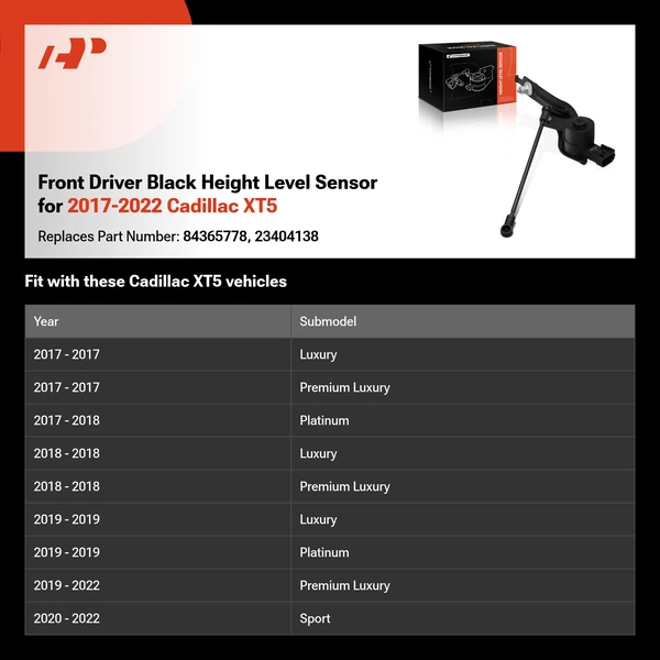 Front Driver Black Height Level Sensor for 2017-2022 Cadillac XT5