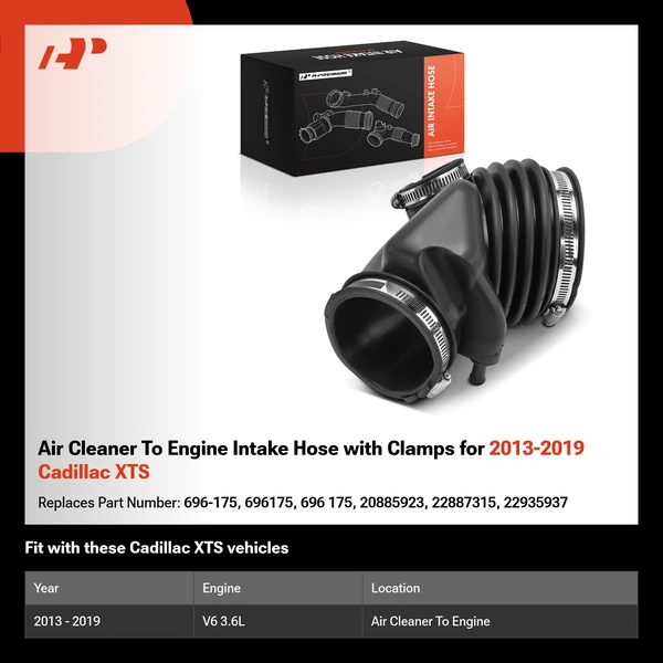 Air Cleaner To Engine Intake Hose with Clamps for 2013-2019 Cadillac XTS