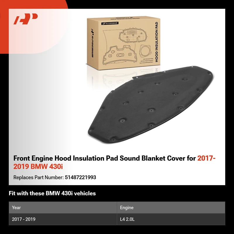 Front Engine Hood Insulation Pad Sound Blanket Cover for 2017-2019 BMW 430i