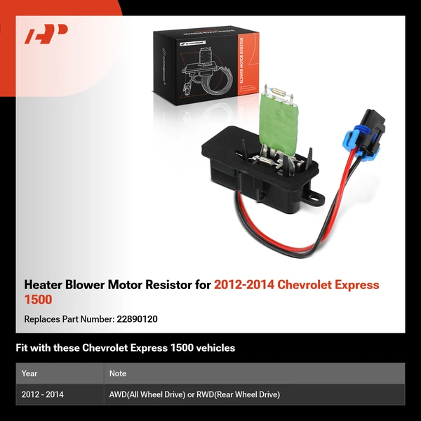 Heater Blower Motor Resistor for 2012-2014 Chevrolet Express 1500