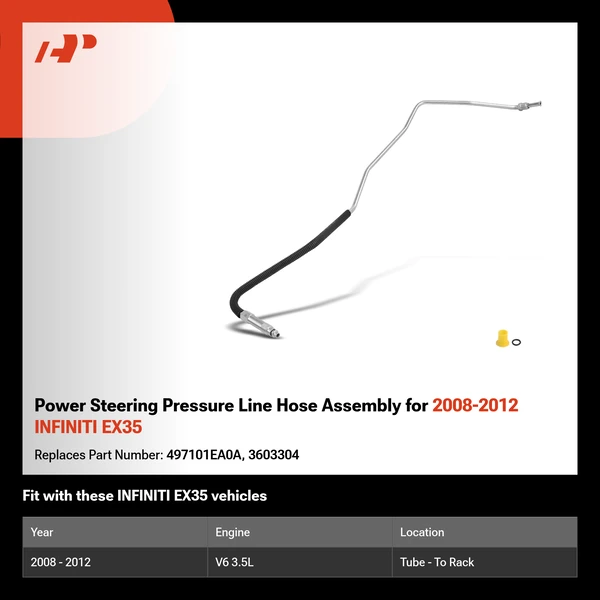 Power Steering Pressure Line Hose Assembly for 2008-2012 INFINITI EX35
