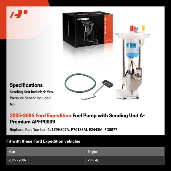 2005-2006 Ford Expedition Fuel Pump with Sending Unit A-Premium APFP0009