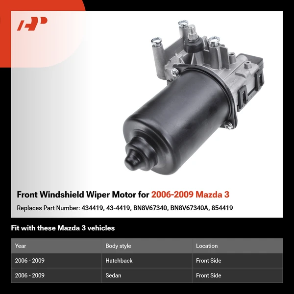 Front Windshield Wiper Motor for 2006-2009 Mazda 3