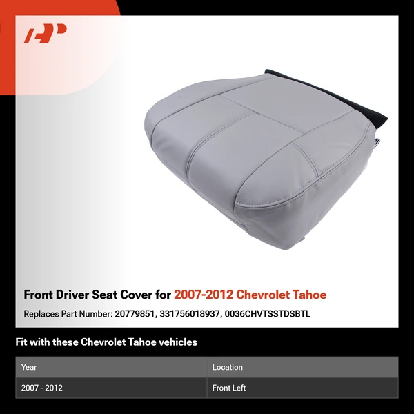 Front Driver Seat Cover for 2007-2012 Chevrolet Tahoe