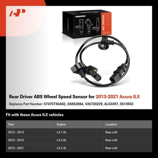 Rear Driver ABS Wheel Speed Sensor for 2013-2021 Acura ILX