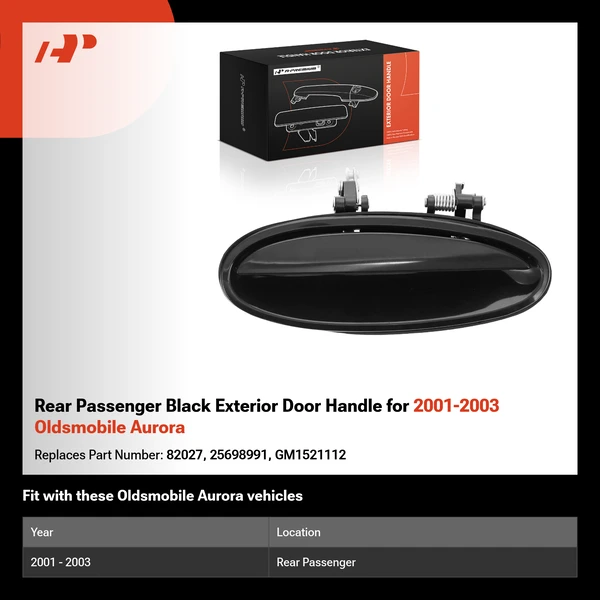 Rear Passenger Black Exterior Door Handle for 2001-2003 Oldsmobile Aurora