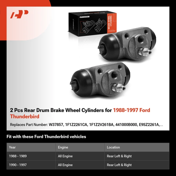 2 Pcs Rear Drum Brake Wheel Cylinders for 1988-1997 Ford Thunderbird