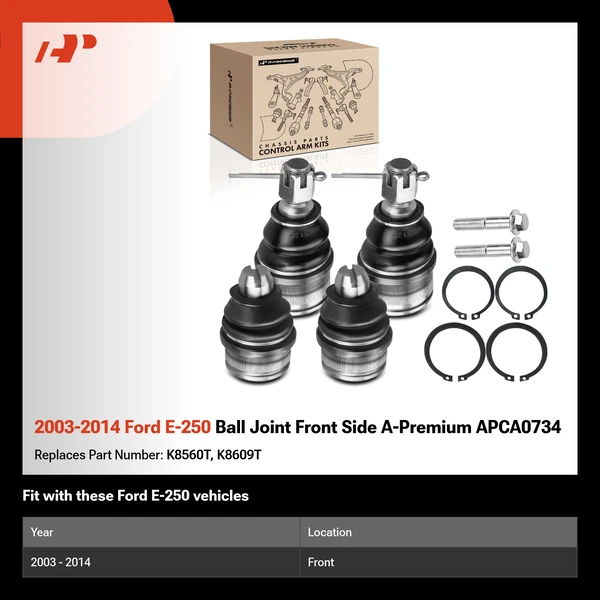 2003-2014 Ford E-250 Ball Joint Front Side A-Premium APCA0734