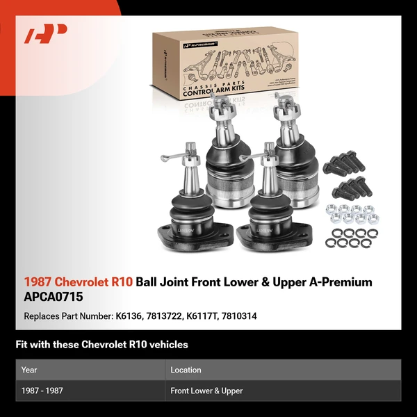 1987 Chevrolet R10 Ball Joint Front Lower & Upper A-Premium APCA0715