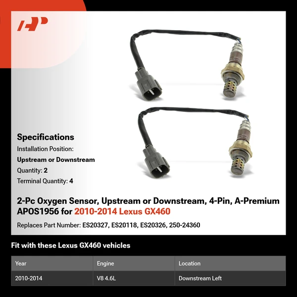 2010-2014 Lexus GX460 2-Pc Oxygen Sensor Upstream or Downstream 4-Pin A-Premium APOS1956