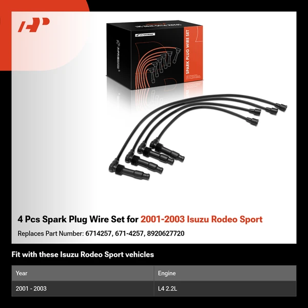 4 Pcs Spark Plug Wire Set for 2001-2003 Isuzu Rodeo Sport