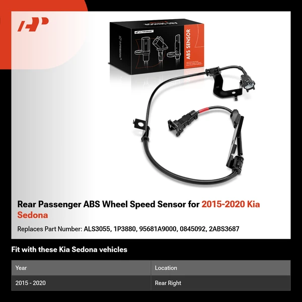 Rear Passenger ABS Wheel Speed Sensor for 2015-2020 Kia Sedona