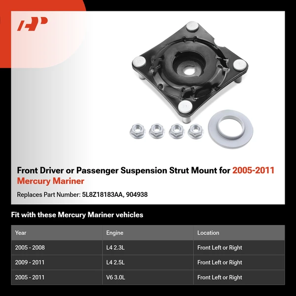 Front Driver or Passenger Suspension Strut Mount for 2005-2011 Mercury Mariner