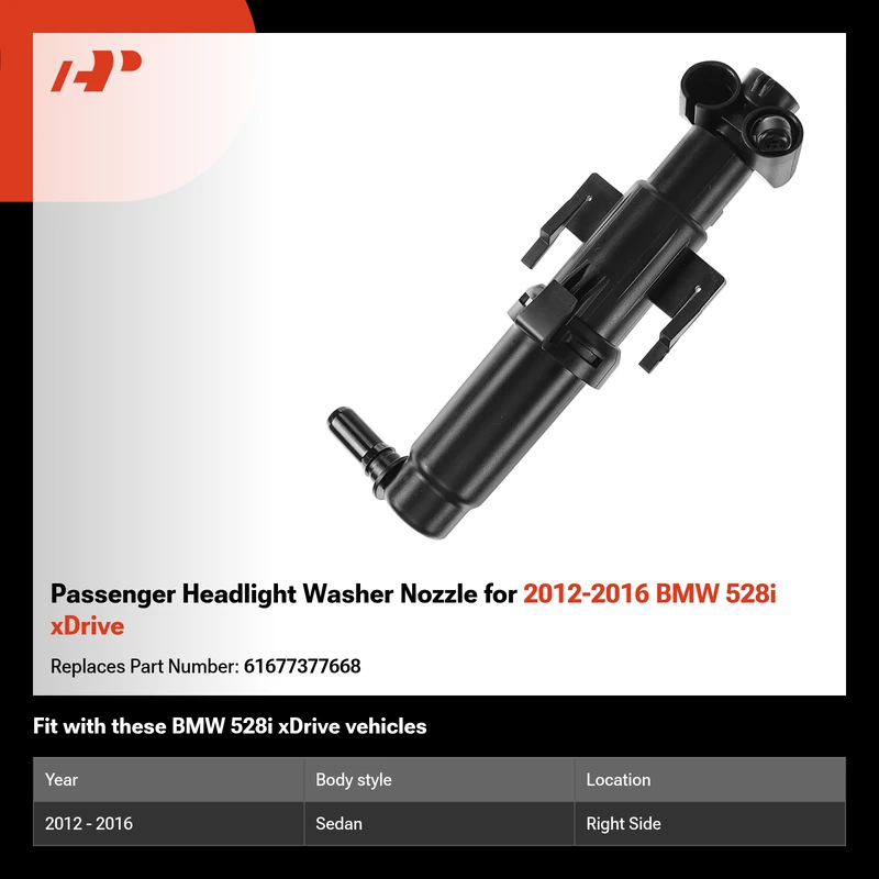 Passenger Headlight Washer Nozzle for 2012-2016 BMW 528i xDrive