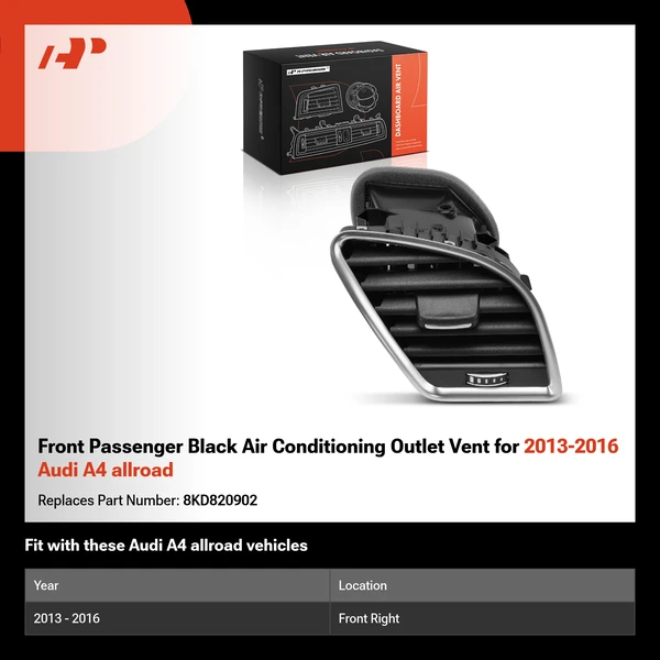 Front Passenger Black Air Conditioning Outlet Vent for 2013-2016 Audi A4 allroad