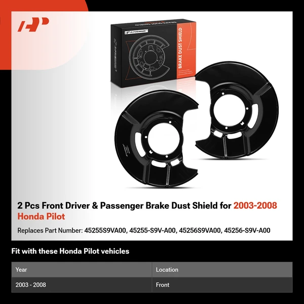 2 Pcs Front Driver & Passenger Brake Dust Shield for 2003-2008 Honda Pilot