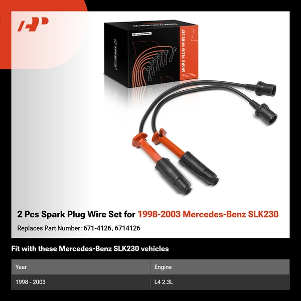 2 Pcs Spark Plug Wire Set for 1998-2003 Mercedes-Benz SLK230