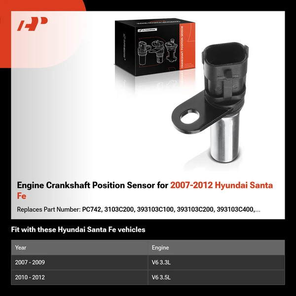 Engine Crankshaft Position Sensor for 2007-2012 Hyundai Santa Fe