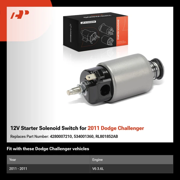 12V Starter Solenoid Switch for 2011 Dodge Challenger