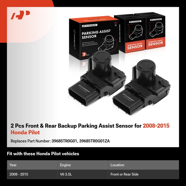 2 Pcs Front & Rear Backup Parking Assist Sensor for 2008-2015 Honda Pilot