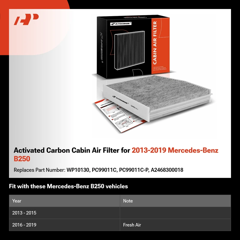 Activated Carbon Cabin Air Filter for 2013-2019 Mercedes-Benz B250