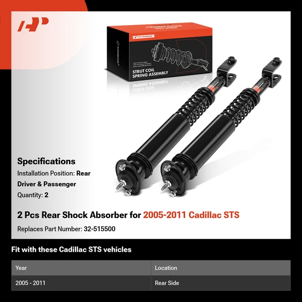 2 Pcs Rear Shock Absorber for 2005-2011 Cadillac STS