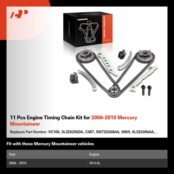 11 Pcs Engine Timing Chain Kit for 2006-2010 Mercury Mountaineer