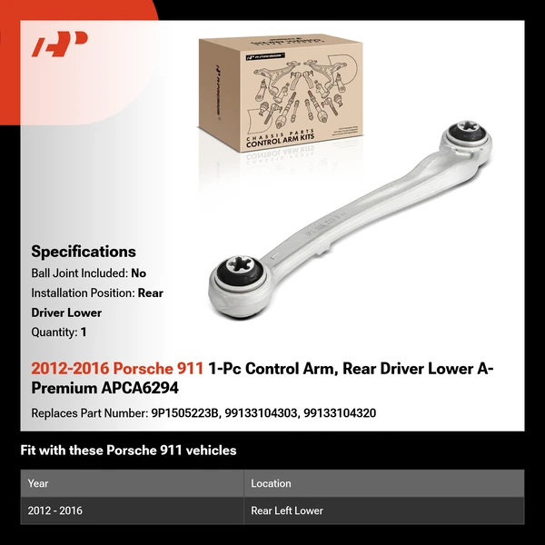 2012-2016 Porsche 911 1-Pc Control Arm, Rear Driver Lower A-Premium APCA6294