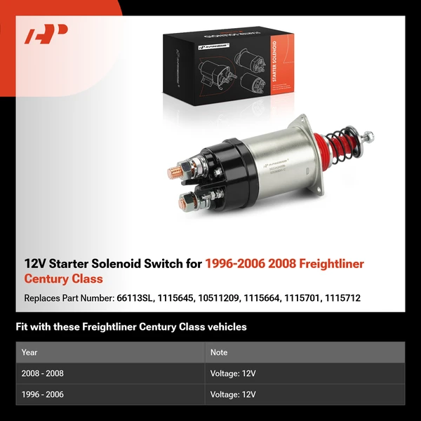 12V Starter Solenoid Switch for 1996-2006 2008 Freightliner Century Class