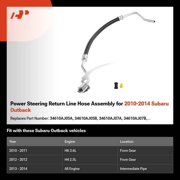 Power Steering Return Line Hose Assembly for 2010-2014 Subaru Outback